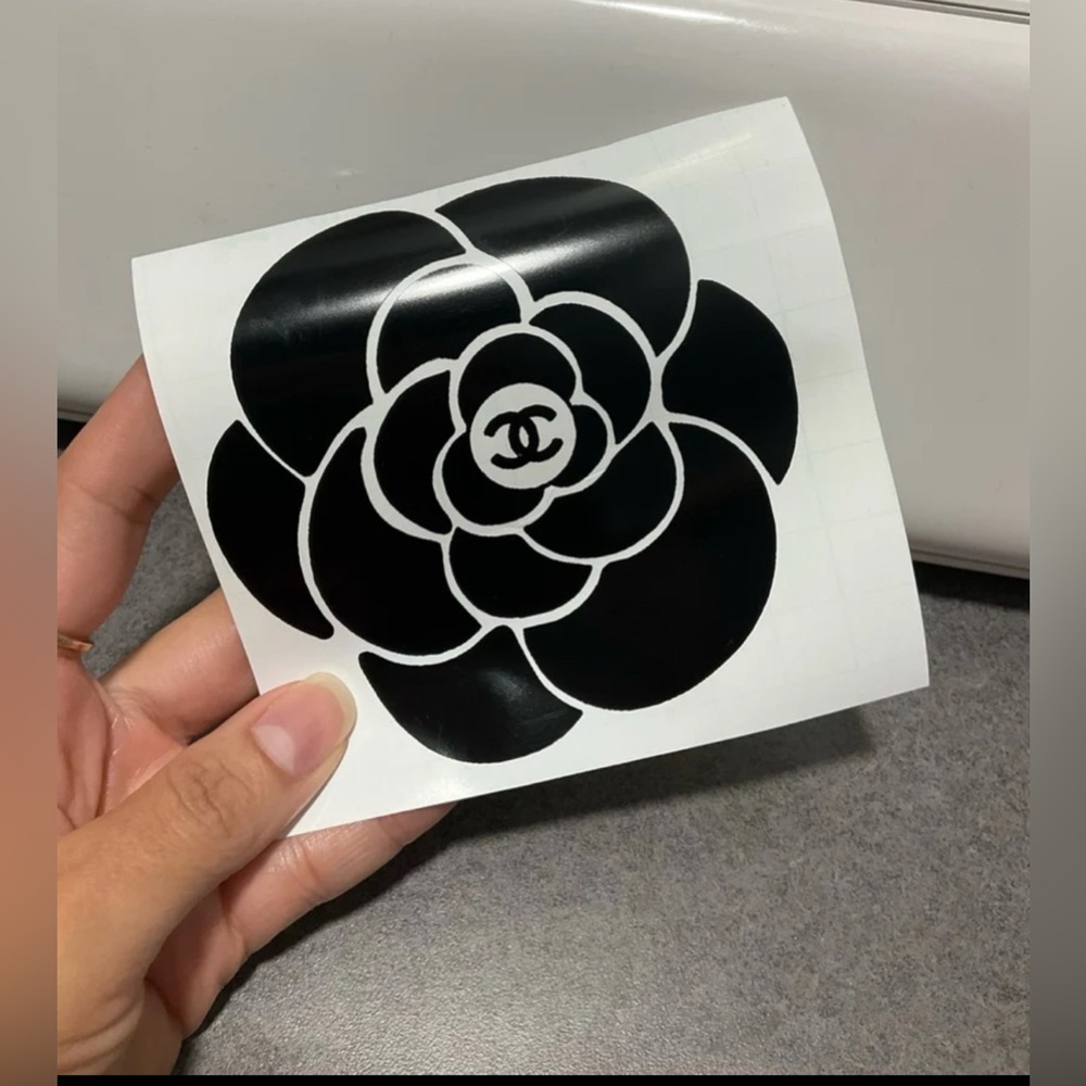 Black Camellia Flower - 4 inches - in Black